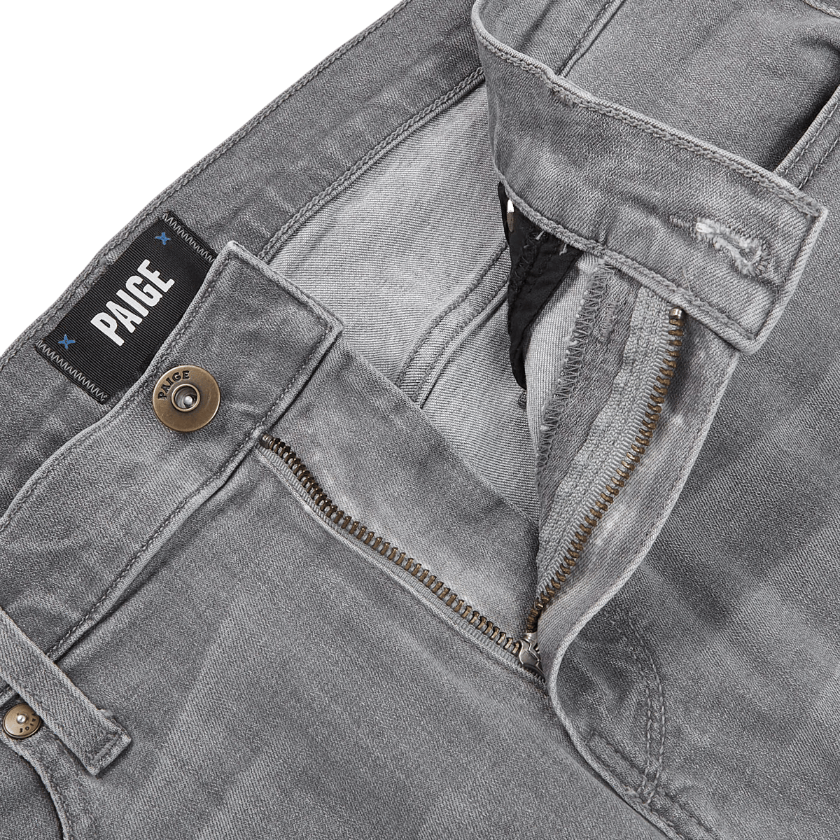 Paige Light Grey Cotton Jeans | Baltzar