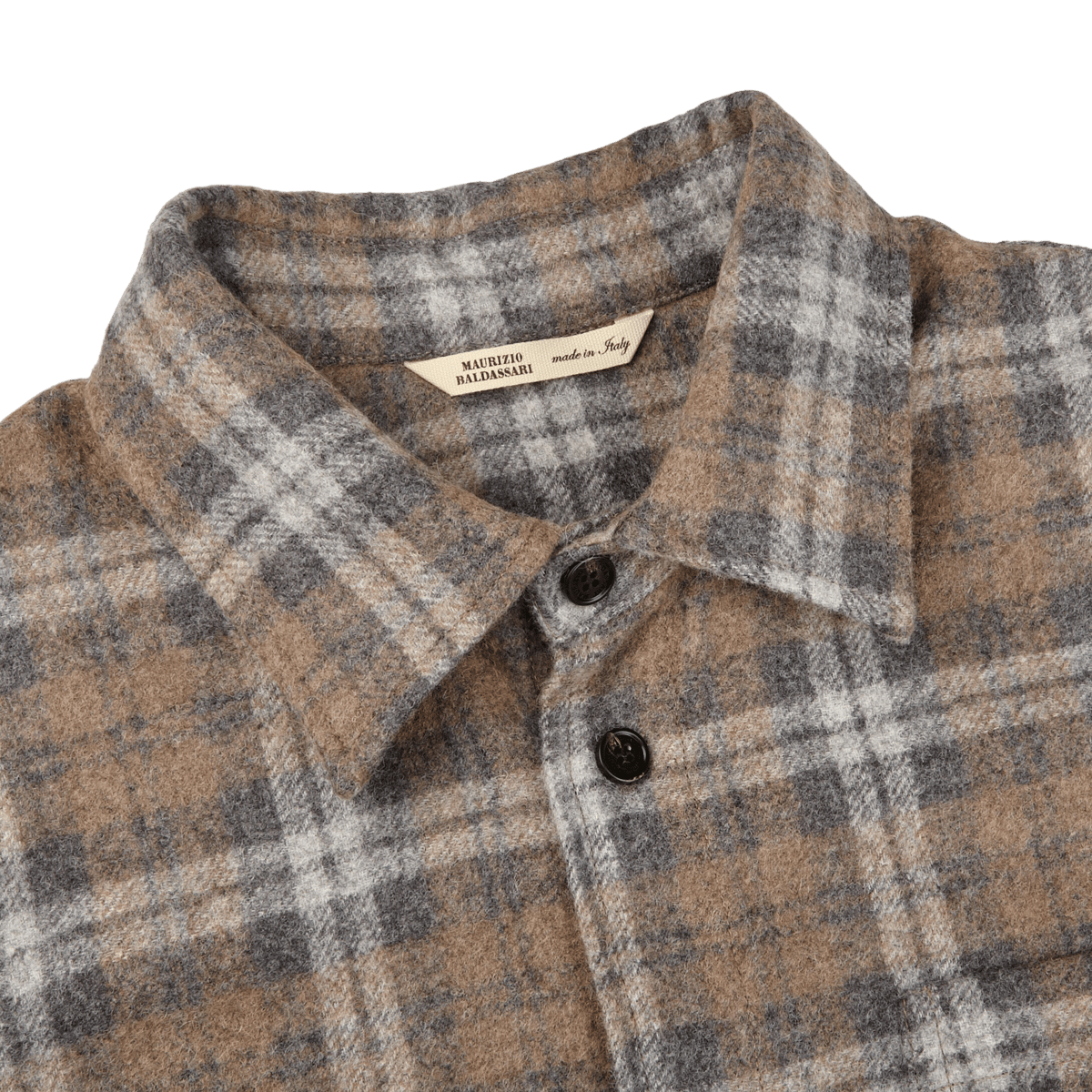 Maurizio Baldassari - Beige Grey Checked Baby Alpaca Wool