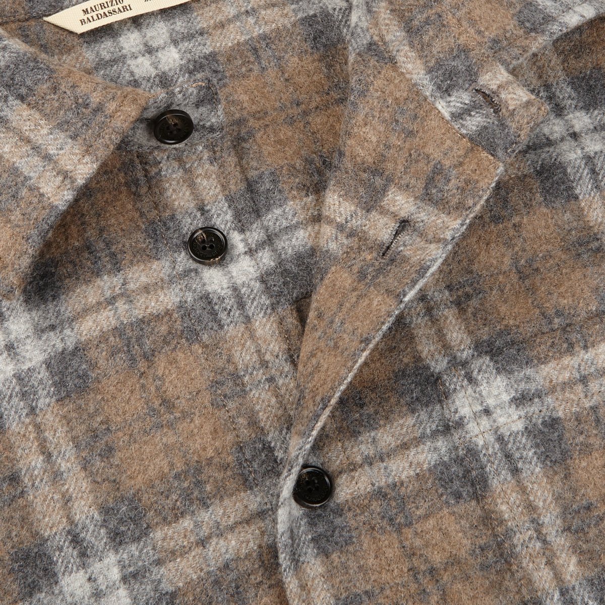 Maurizio Baldassari - Beige Grey Checked Baby Alpaca Wool