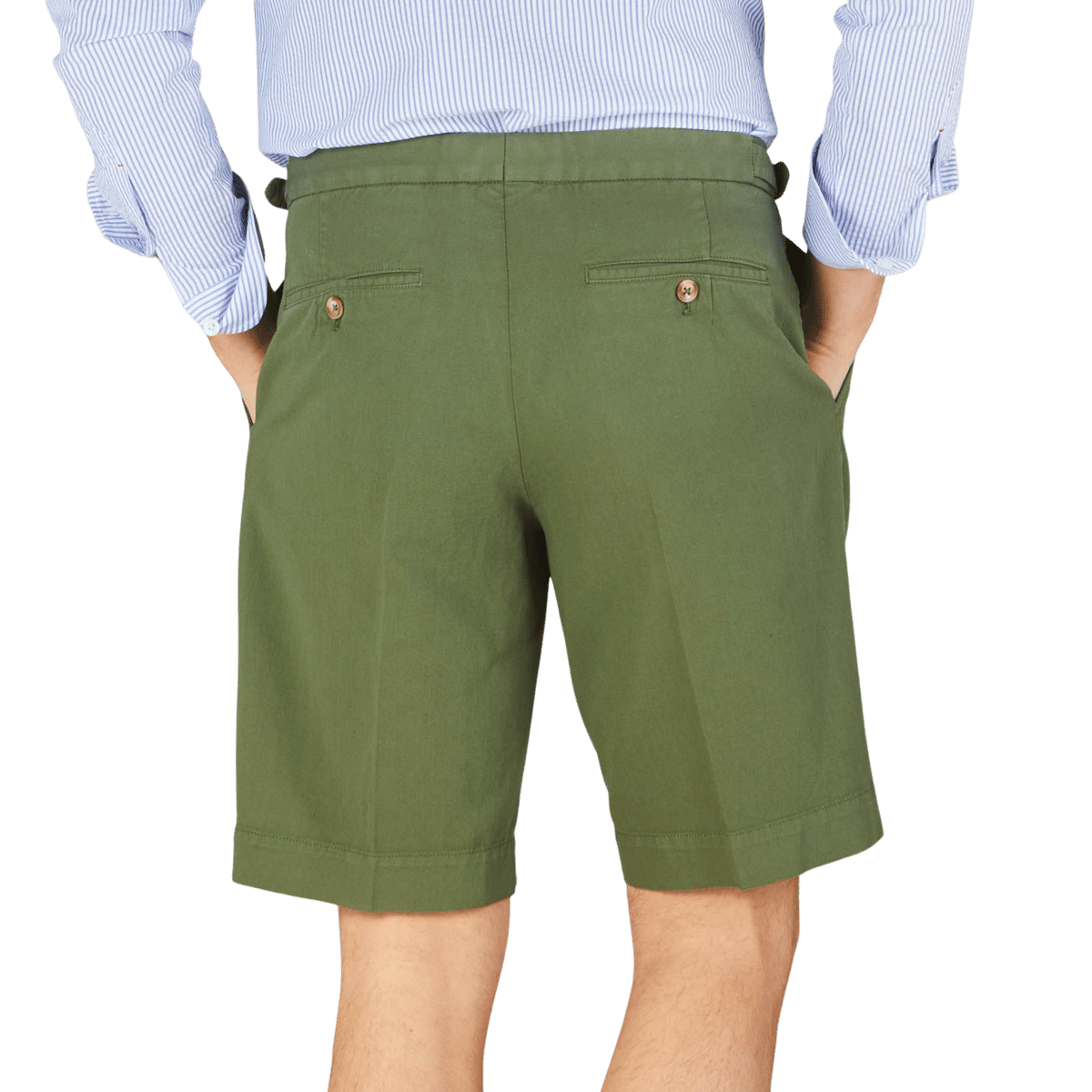 Incotex - Washed Green Cotton Linen Pleated Shorts | Baltzar